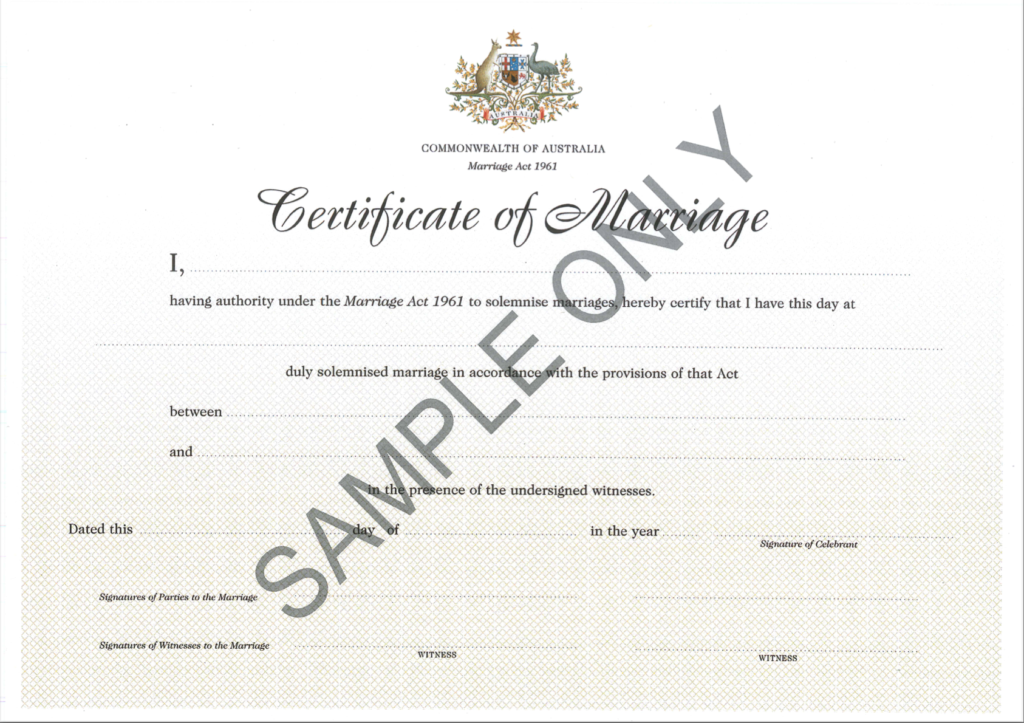 Order Australian Marriage certificate
