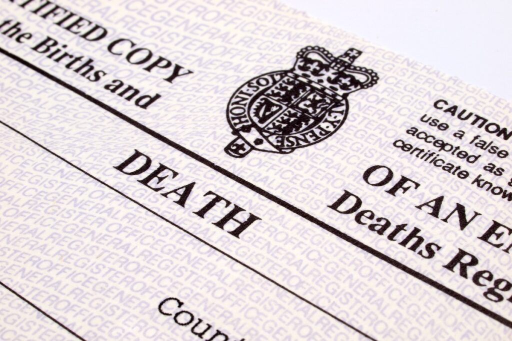 Order UK death certificate